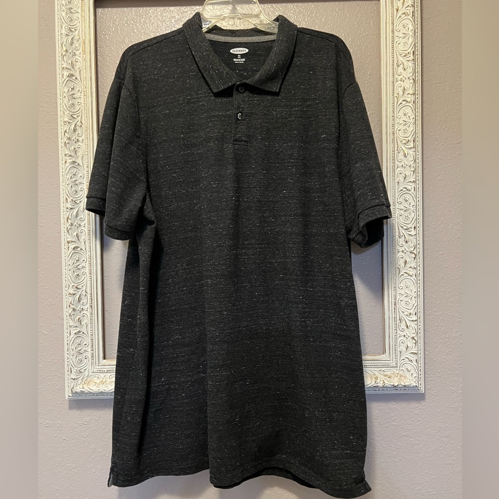 Old Navy Heather Charcoal Built In Flex Pique Polo XXL Tall